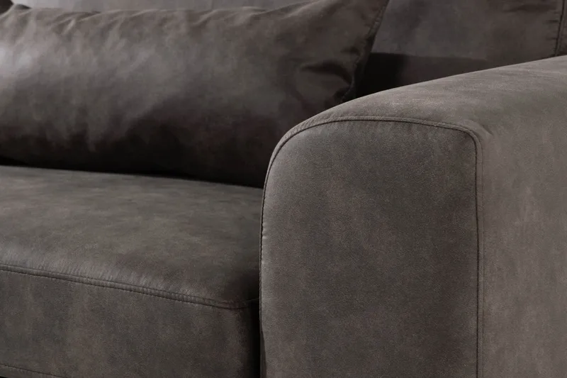 Copenhagen 4-sits Vänstervänd L-formad Schäslongsoffa i Konstläder - Mörkgrå - Möbler - Soffa - Skinnsoffa