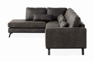 Copenhagen 4-sits Vänstervänd L-formad Schäslongsoffa i Konstläder - Mörkgrå - Möbler - Soffa - Skinnsoffa
