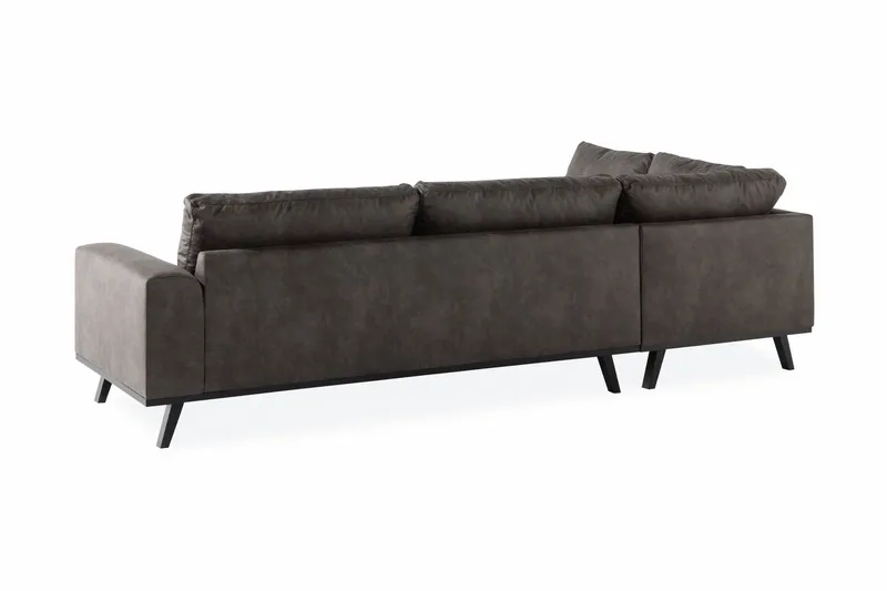 Copenhagen 4-sits Vänstervänd L-formad Schäslongsoffa i Konstläder - Mörkgrå - Möbler - Soffa - Skinnsoffa