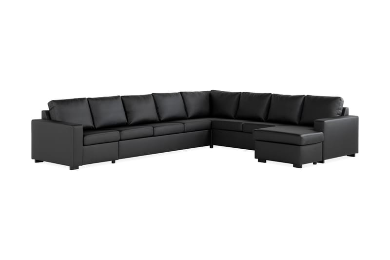 Crazy 7-sits Vändbar U-formad XX-Large Hörnsoffa med divan i Konstläder - Svart - Möbler - Soffa - Skinnsoffa