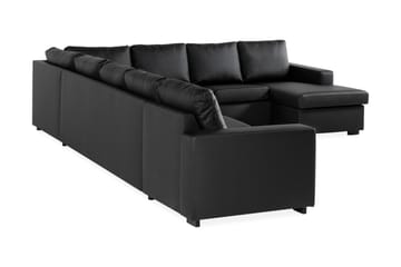 Crazy 7-sits Vändbar U-formad XX-Large Hörnsoffa med divan i Konstläder - Svart - Möbler - Soffa - Skinnsoffa