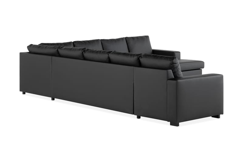 Crazy 7-sits Vändbar U-formad XX-Large Hörnsoffa med divan i Konstläder - Svart - Möbler - Soffa - Skinnsoffa