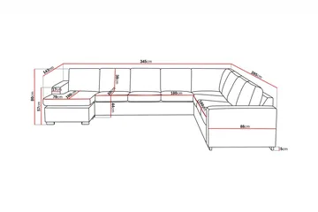 Crazy 7-sits Vändbar U-formad XX-Large Hörnsoffa med divan i Konstläder - Svart - Möbler - Soffa - Skinnsoffa