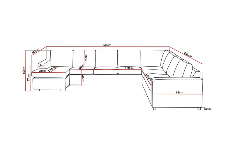 Crazy 7-sits Vändbar U-formad XX-Large Hörnsoffa med divan i Konstläder - Svart - Möbler - Soffa - Skinnsoffa