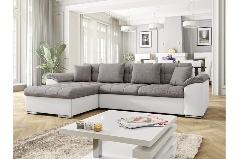 Divanbäddsoffa Chilor 280x160x76 cm - Grå/Vit - Möbler - Soffa - Skinnsoffa