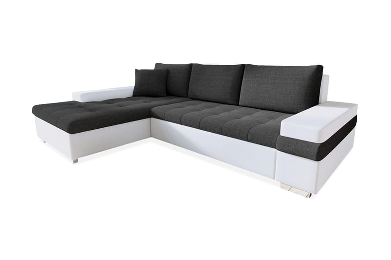 Divanbäddsoffa Consuelo 274x182x83 cm - Grå/Vit - Skinnsoffa - Bäddsoffa divan