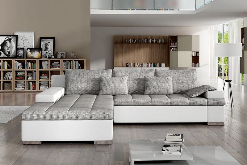 Divanbäddsoffa Consuelo 310x175x83 cm - Grå - Möbler - Soffa - Skinnsoffa