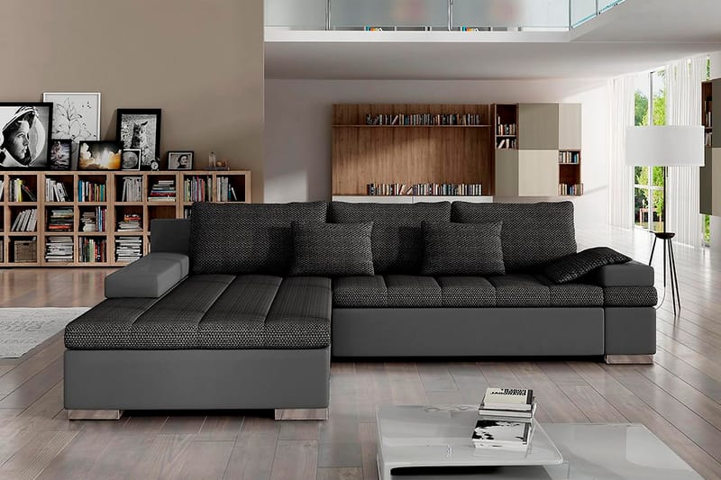 Divanbäddsoffa Consuelo 310x175x83 cm - Grå - Möbler - Soffa - Skinnsoffa