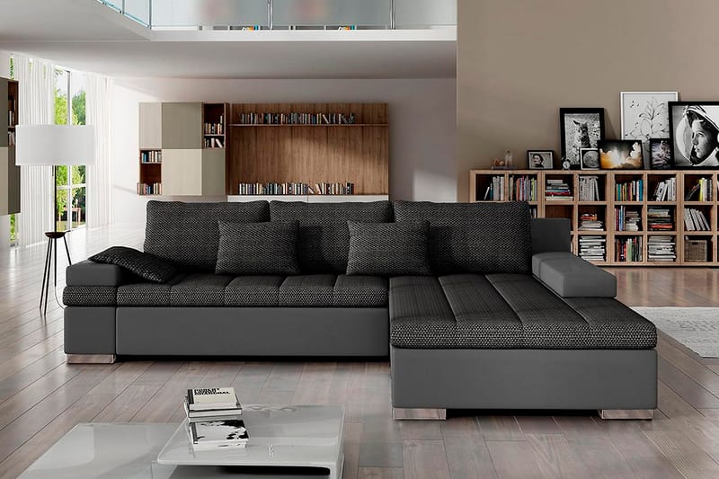 Divanbäddsoffa Consuelo 310x175x83 cm - Grå - Möbler - Soffa - Skinnsoffa