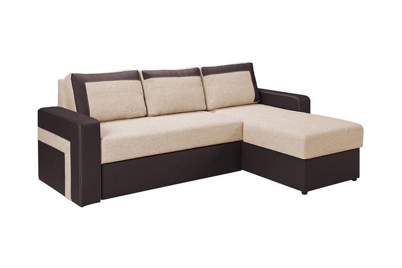 Divanbäddsoffa Kolder 234x156x82 cm - Beige/Brun - Skinnsoffa - Bäddsoffa divan