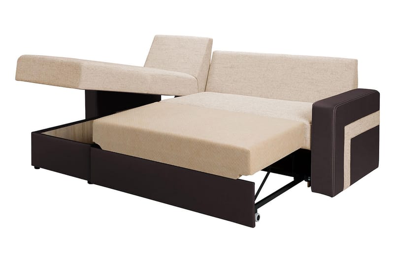 Divanbäddsoffa Kolder 234x156x82 cm - Beige/Brun - Möbler - Soffa - Skinnsoffa