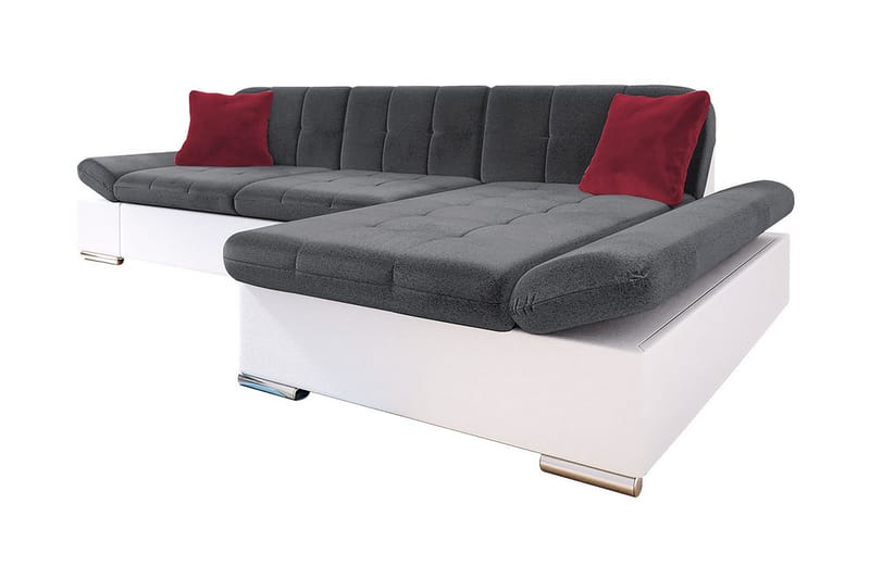 Divanbäddsoffa Malwi 278x162x76 cm - Grå/Vit - Sammetssoffa - Skinnsoffa - Bäddsoffa divan