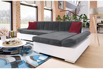 Divanbäddsoffa Malwi 278x162x76 cm - Grå/Vit - Möbler - Soffa - Skinnsoffa