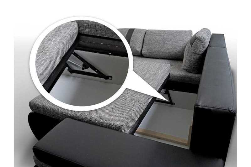 Divanbäddsoffa Mini Dung Höger - Svart/Grå - Bäddsoffa divan - Skinnsoffa Divanbäddsoffa Mini Dung Höger - Svart/Grå - Bäddsoffa divan - Skinnsoffa