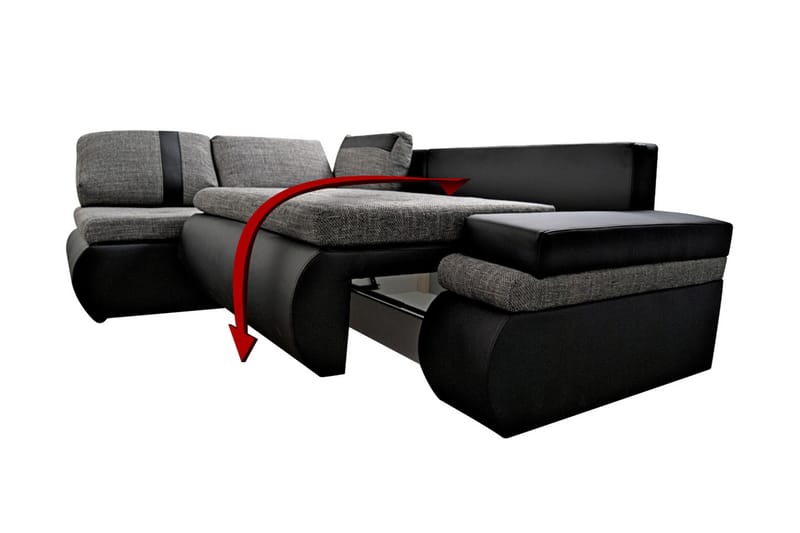 Divanbäddsoffa Mini Dung Höger - Svart/Grå - Bäddsoffa divan - Skinnsoffa Divanbäddsoffa Mini Dung Höger - Svart/Grå - Bäddsoffa divan - Skinnsoffa