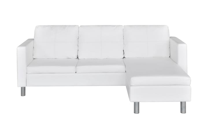 Divansoffa 3-sits konstläder vit - Vit - 3 sits soffa med divan - Skinnsoffa - Divansoffa & schäslongsoffa