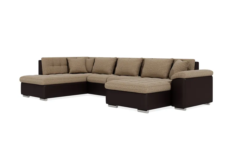 Dynir Hörnbäddsoffa Divan med Förvaring Höger - Beige/Brun - Möbler - Soffa - Skinnsoffa