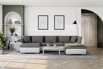 Dynir Hörnbäddsoffa Divan med Förvaring Vänster - Ljusgrå/Vit - Möbler - Soffa - Skinnsoffa