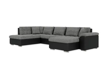 Dynir Stor Hörnbäddsoffa Divan med Förvaring Höger 350 cm - Svart / Grå - Möbler - Soffa - Skinnsoffa