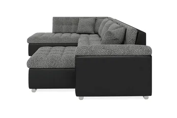 Dynir Stor Hörnbäddsoffa Divan med Förvaring Höger 350 cm - Svart / Grå - Möbler - Soffa - Skinnsoffa