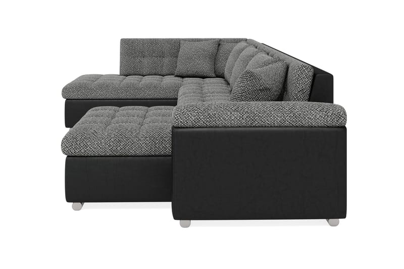Dynir Stor Hörnbäddsoffa Divan med Förvaring Höger 350 cm - Svart / Grå - Möbler - Soffa - Skinnsoffa
