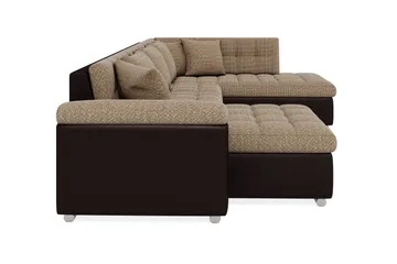 Dynir Stor Hörnbäddsoffa Divan med Förvaring Vänster 350 cm Bred - Beige / Brun - Möbler - Soffa - Skinnsoffa