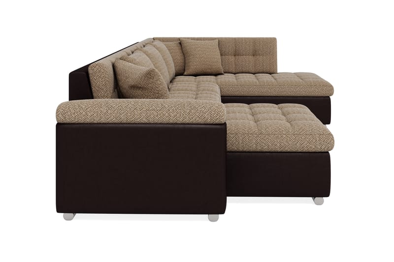 Dynir Stor Hörnbäddsoffa Divan med Förvaring Vänster 350 cm Bred - Beige / Brun - Möbler - Soffa - Skinnsoffa