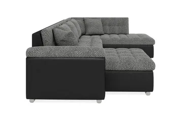 Dynir Stor Hörnbäddsoffa Divan med Förvaring Vänster - Grå / Svart - Möbler - Soffa - Skinnsoffa