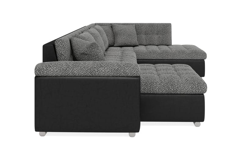 Dynir Stor Hörnbäddsoffa Divan med Förvaring Vänster - Grå / Svart - Möbler - Soffa - Skinnsoffa