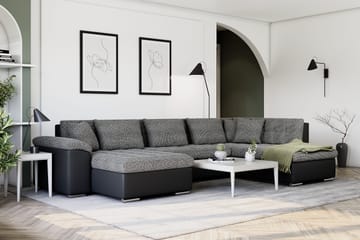 Dynir Stor Hörnbäddsoffa Divan med Förvaring Vänster - Grå / Svart - Möbler - Soffa - Skinnsoffa