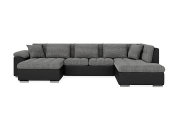 Dynir Stor Hörnbäddsoffa Divan med Förvaring Vänster - Grå / Svart - Möbler - Soffa - Skinnsoffa