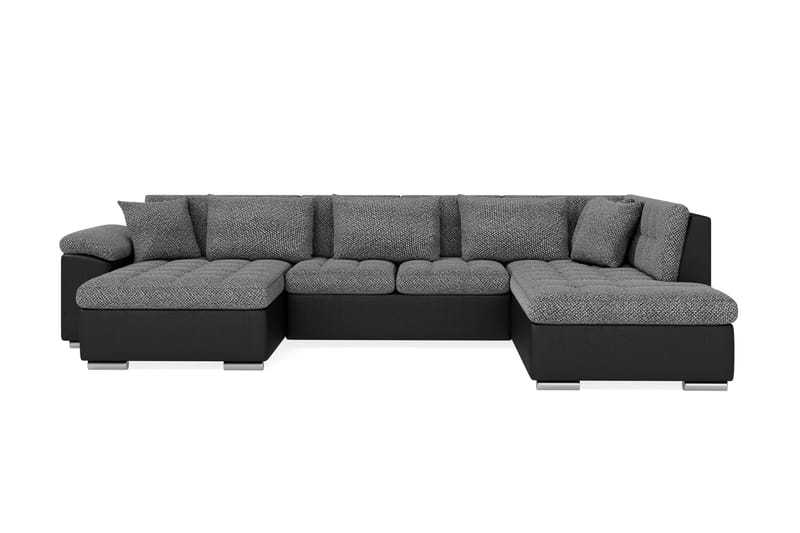 Dynir Stor Hörnbäddsoffa Divan med Förvaring Vänster - Grå / Svart - Möbler - Soffa - Skinnsoffa