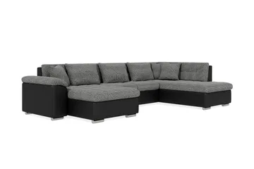 Dynir Stor Hörnbäddsoffa Divan med Förvaring Vänster - Grå / Svart - Möbler - Soffa - Skinnsoffa