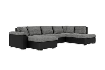 Dynir Stor Hörnbäddsoffa Divan med Förvaring Vänster - Grå / Svart - Möbler - Soffa - Skinnsoffa
