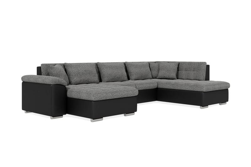 Dynir Stor Hörnbäddsoffa Divan med Förvaring Vänster - Grå / Svart - Möbler - Soffa - Skinnsoffa