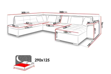 Dynir Stor Hörnbäddsoffa Divan med Förvaring Vänster - Grå / Svart - Möbler - Soffa - Skinnsoffa