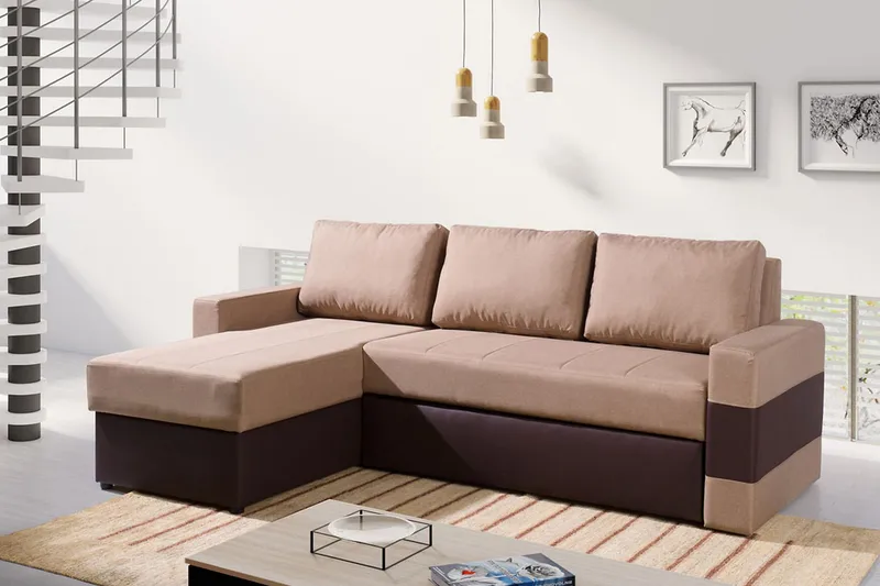 Gordia Divanbäddsoffa 234x82x156 cm - Beige - Möbler - Soffa - Skinnsoffa