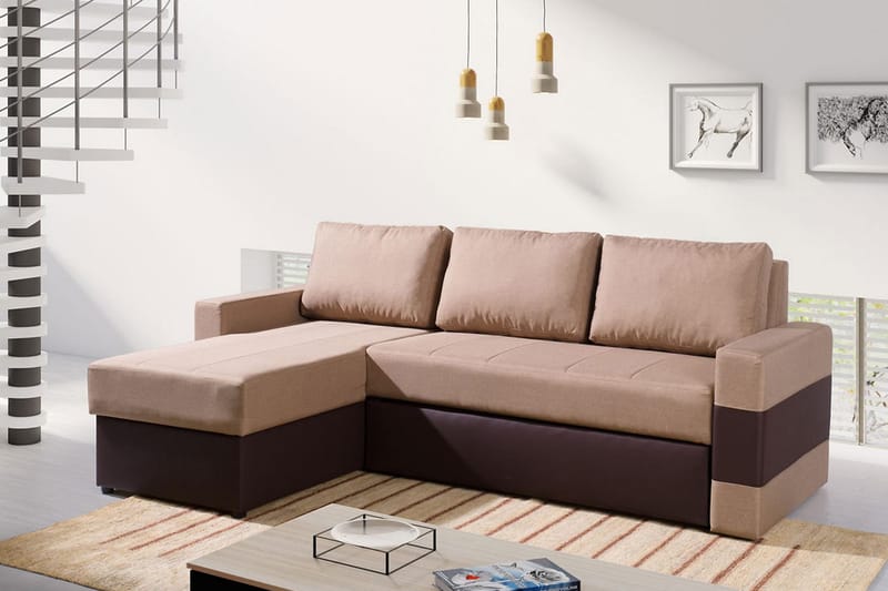 Gordia Divanbäddsoffa 234x82x156 cm - Beige - Möbler - Soffa - Skinnsoffa