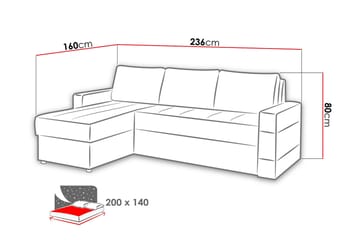 Gordia Divanbäddsoffa 234x82x156 cm - Beige - Möbler - Soffa - Skinnsoffa