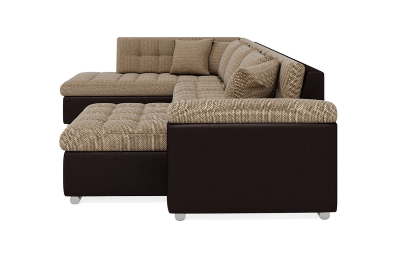 Hörnbäddsoffa Sororia Divan med Förvaring Höger - Beige/Brun - Möbler - Soffa - Skinnsoffa
