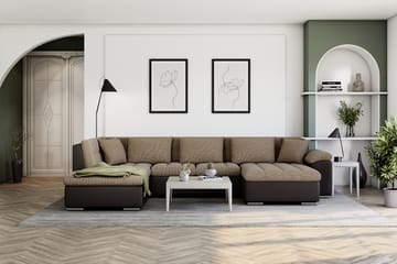 Hörnbäddsoffa Sororia Divan med Förvaring Höger - Beige/Brun - Möbler - Soffa - Skinnsoffa