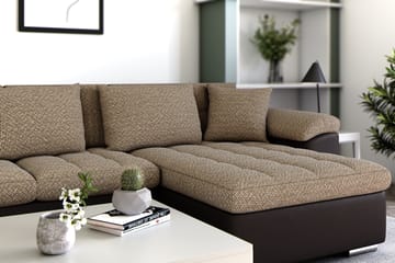 Hörnbäddsoffa Sororia Divan med Förvaring Höger - Beige/Brun - Möbler - Soffa - Skinnsoffa