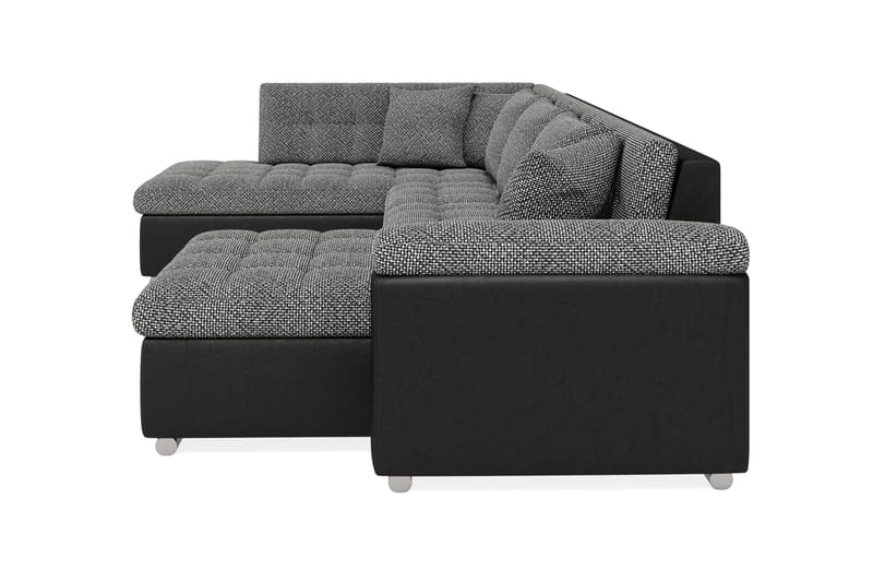 Hörnbäddsoffa Sororia Divan med Förvaring Höger - Svart/Grå - Möbler - Soffa - Skinnsoffa