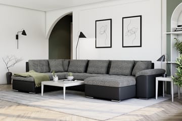 Hörnbäddsoffa Sororia Divan med Förvaring Höger - Svart/Grå - Möbler - Soffa - Skinnsoffa