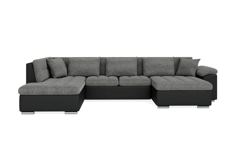 Hörnbäddsoffa Sororia Divan med Förvaring Höger - Svart/Grå - Möbler - Soffa - Skinnsoffa