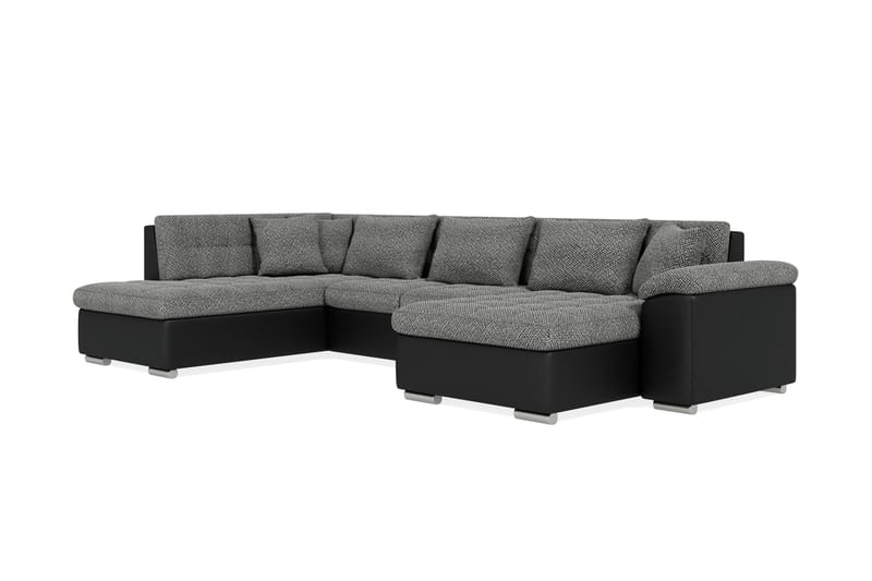 Hörnbäddsoffa Sororia Divan med Förvaring Höger - Svart/Grå - Möbler - Soffa - Skinnsoffa