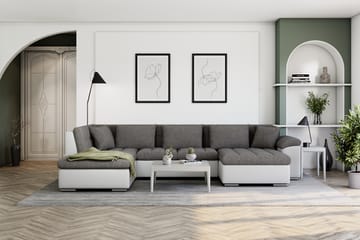 Hörnbäddsoffa Sororia Divan med Förvaring Höger - Vit/Ljusgrå - Möbler - Soffa - Skinnsoffa
