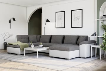 Hörnbäddsoffa Sororia Divan med Förvaring Höger - Vit/Ljusgrå - Möbler - Soffa - Skinnsoffa
