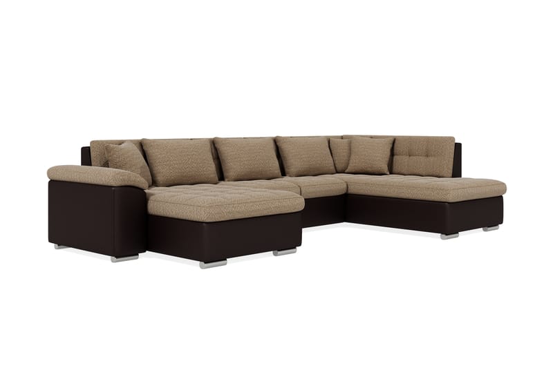 Hörnbäddsoffa Sororia Divan med Förvaring Vänster - Beige/Brun - Möbler - Soffa - Skinnsoffa