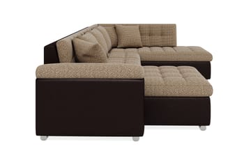 Hörnbäddsoffa Sororia Divan med Förvaring Vänster - Beige/Brun - Möbler - Soffa - Skinnsoffa
